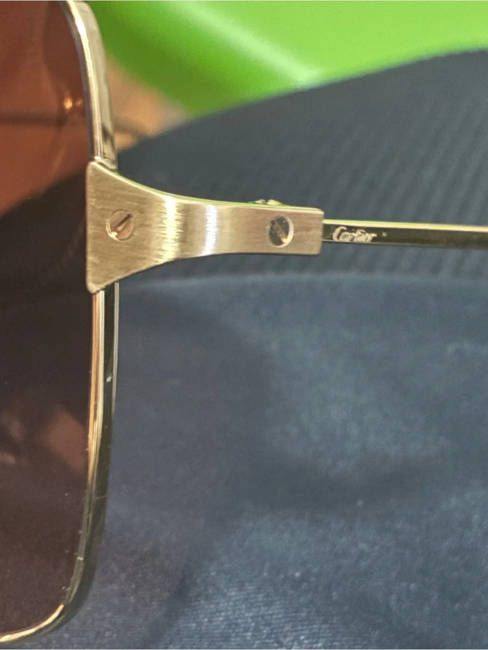 AUTHENTIC Cartier  unisex  Gold Frame Brown Lens Pilot Sunglasses love